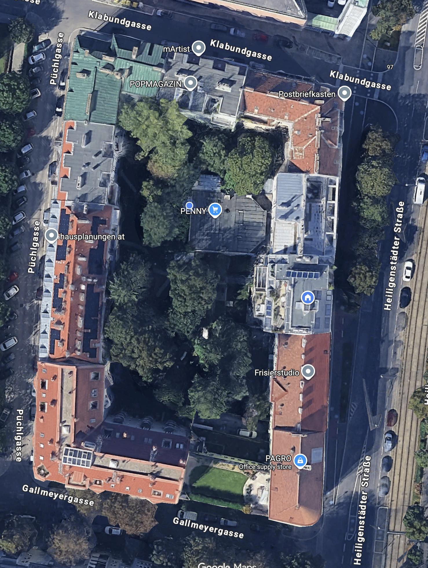 Satellitenansicht — Püchlgasse 6 / Heiligenstädter Straße 93
